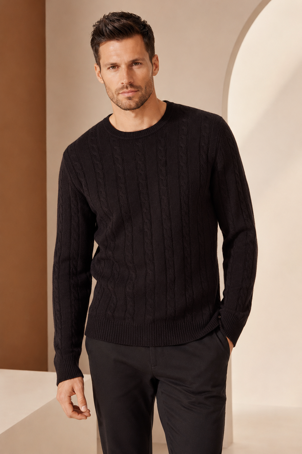 Men's Cable Cashmere Sweater