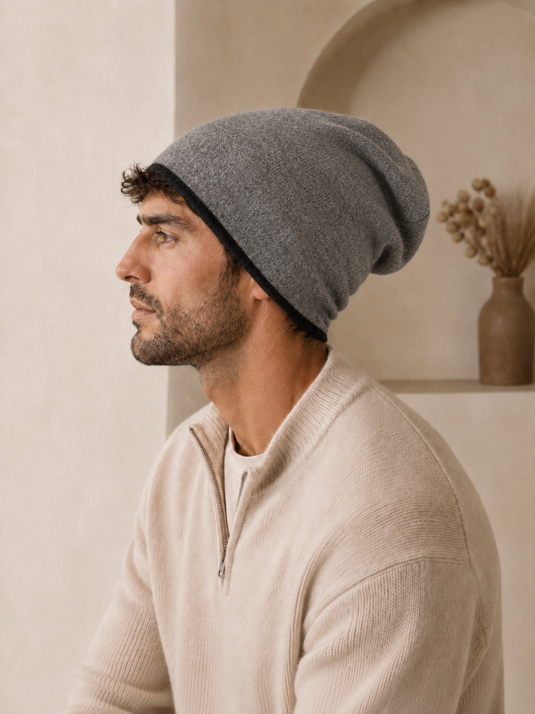 Pure Cashmere Reversible Toque Hat