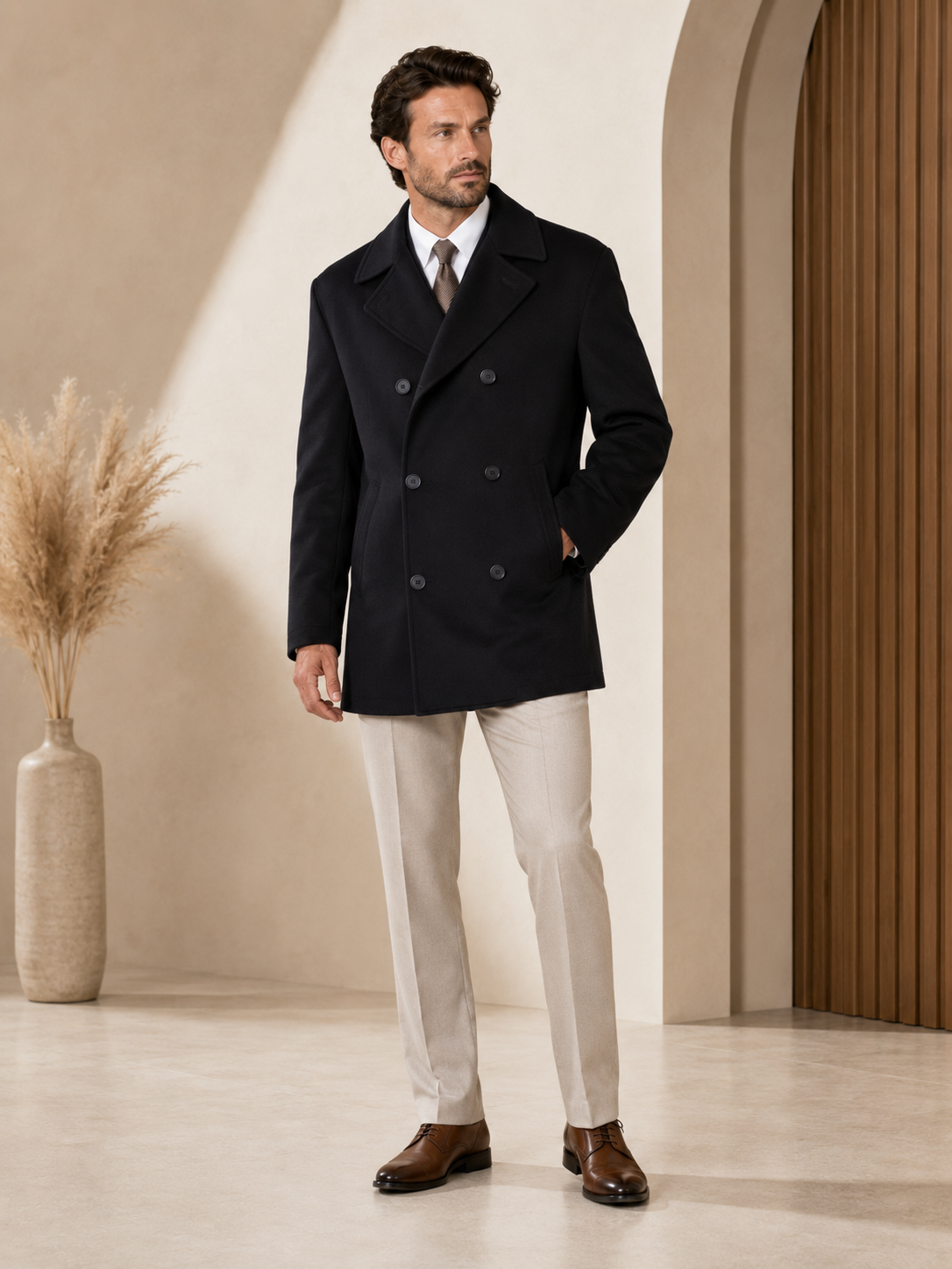 Men's Cashmere Pea Coat