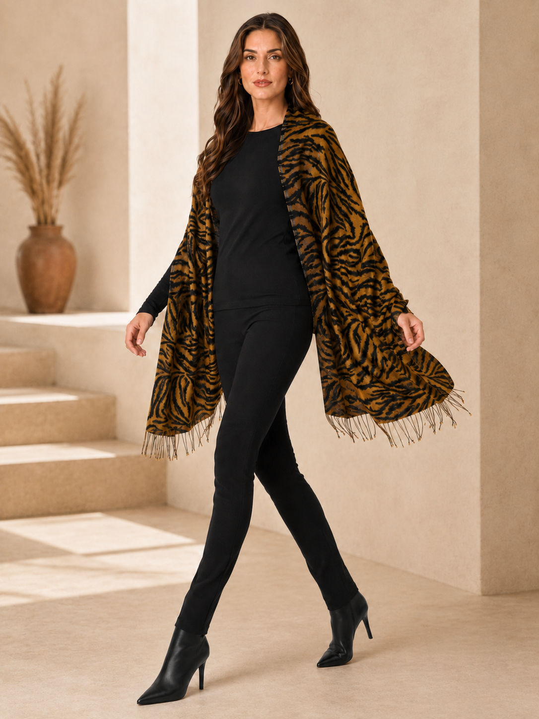 Tiger Print Cashmere Shawl