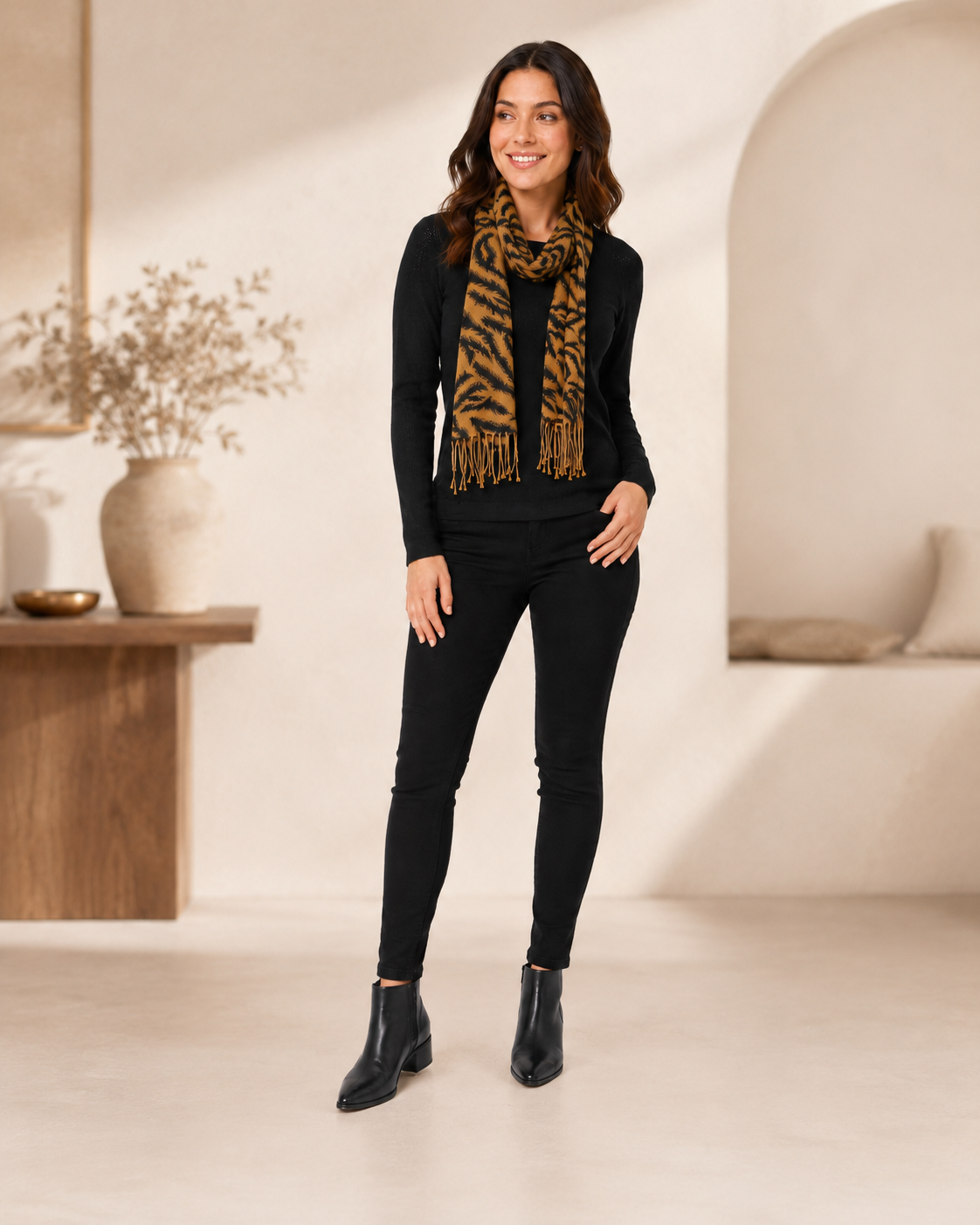 Tiger Print Cashmere Scarf
