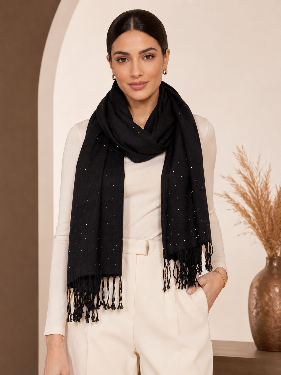 Pashmina Shawl with Swarovski Crystals - Galaxy