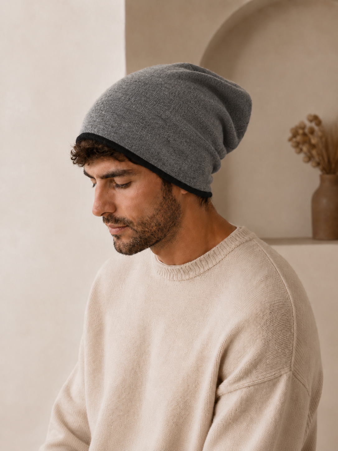 Pure Cashmere Reversible Toque Hat