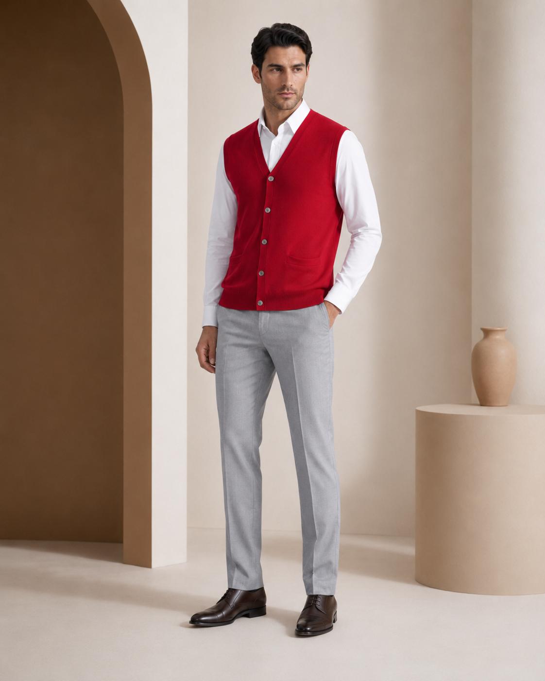 Men's Cashmere Sleeveless Cardigan Vest