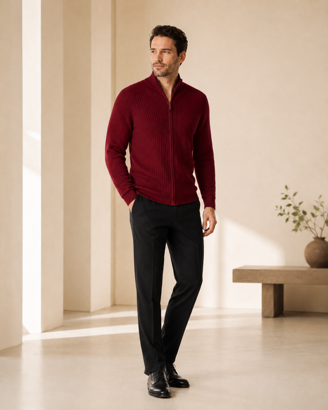 Men's Pure Cashmere Zip Cardigan Jacket