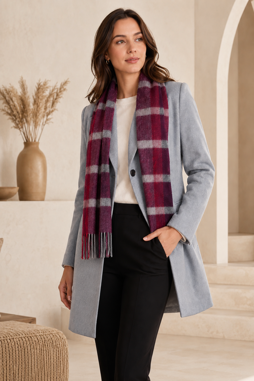 Pure Cashmere Unisex Checks Scarf
