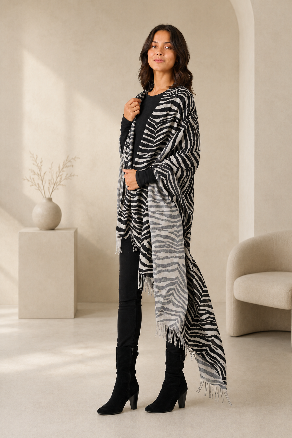 Zebra Print Cashmere Shawl