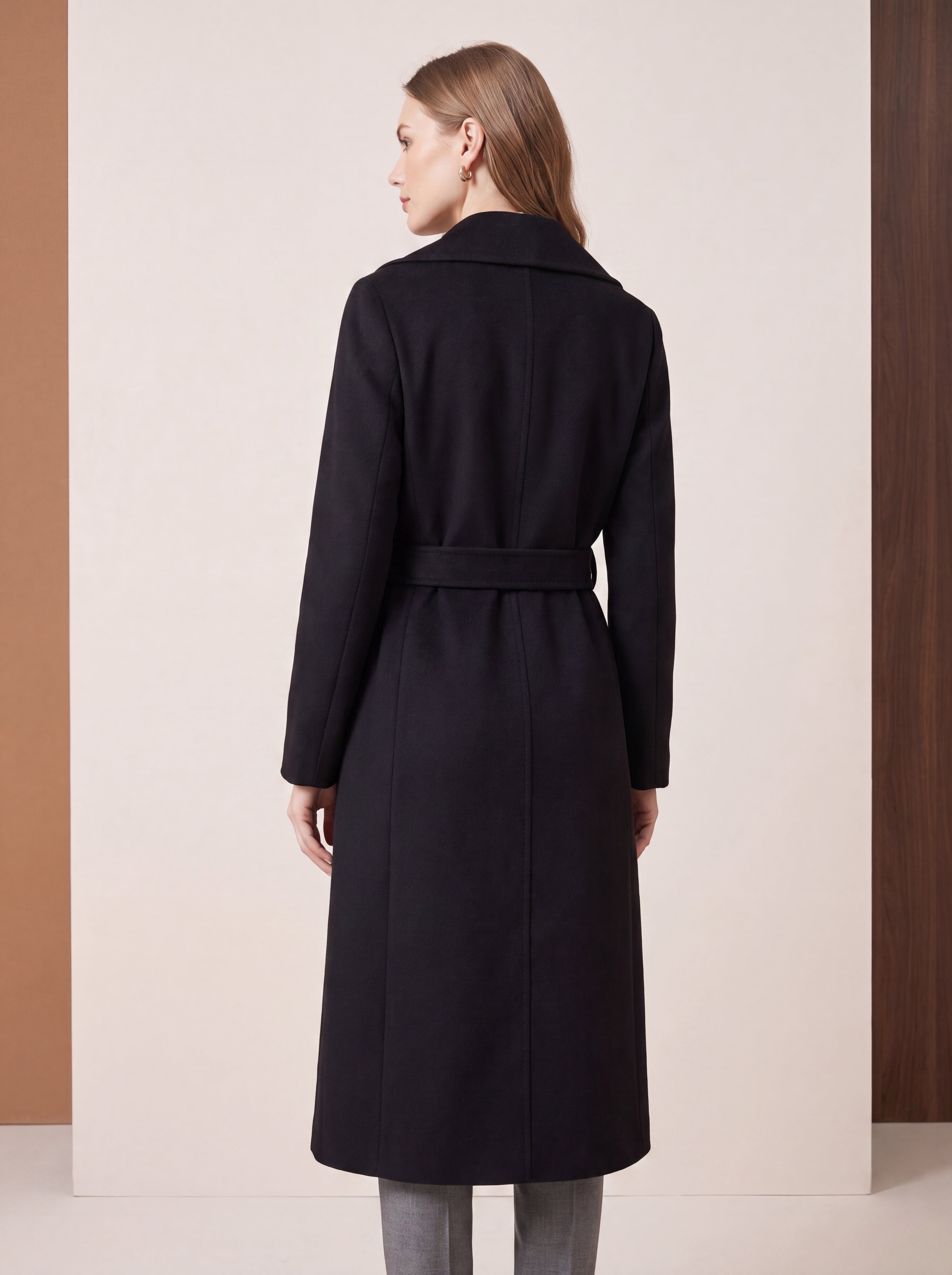 Full Length Belted Coat in Pure Cashmere