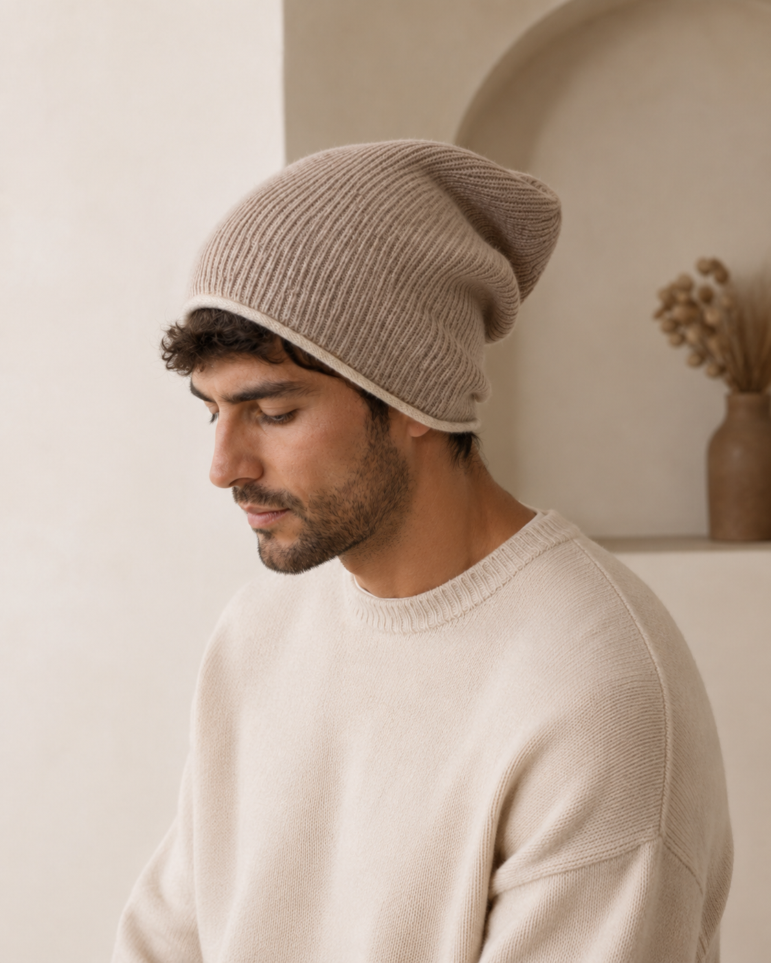 Pure Cashmere Ribbed Toque Hat