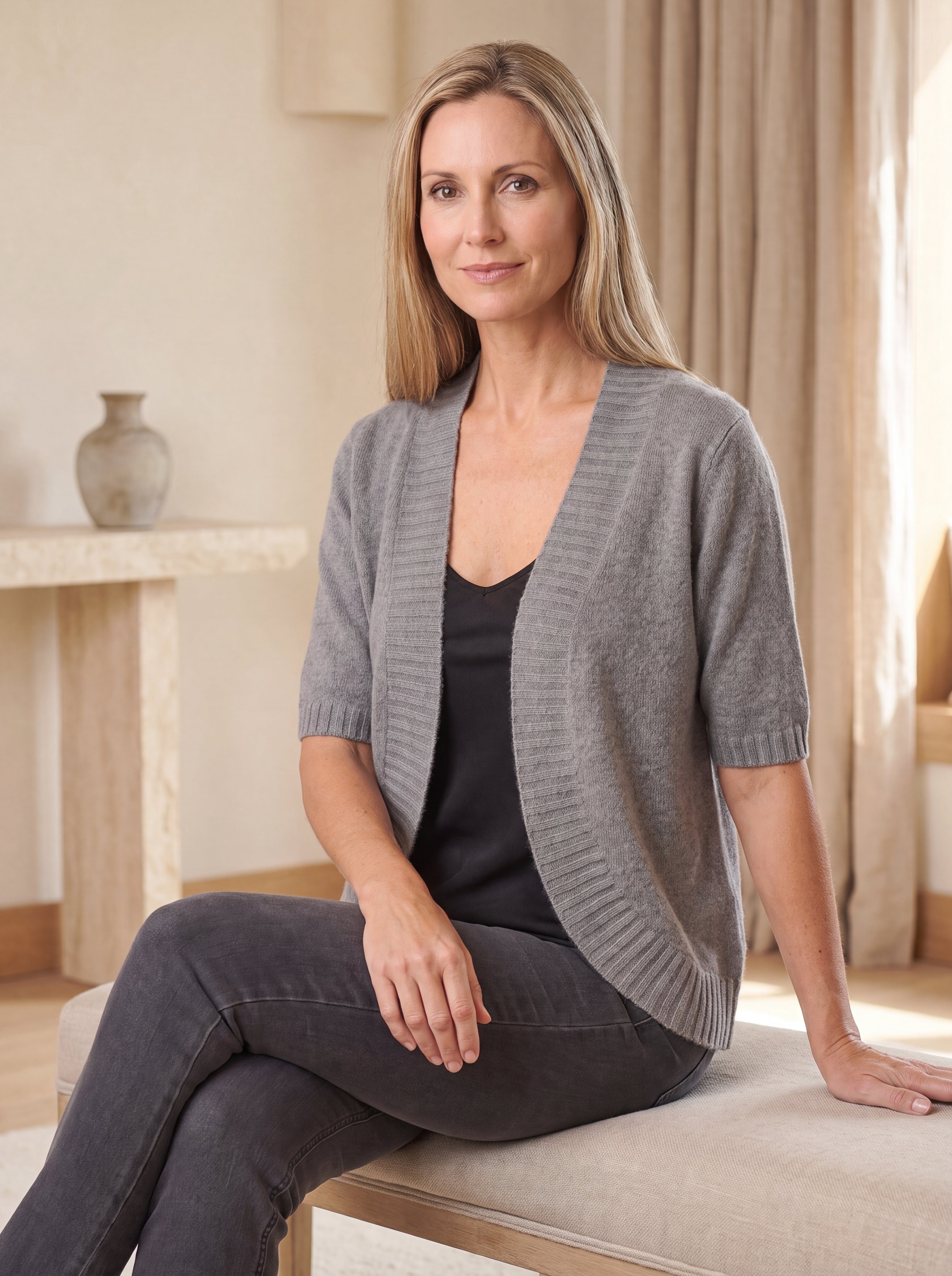 Pure Cashmere Shrug Style Cardigan