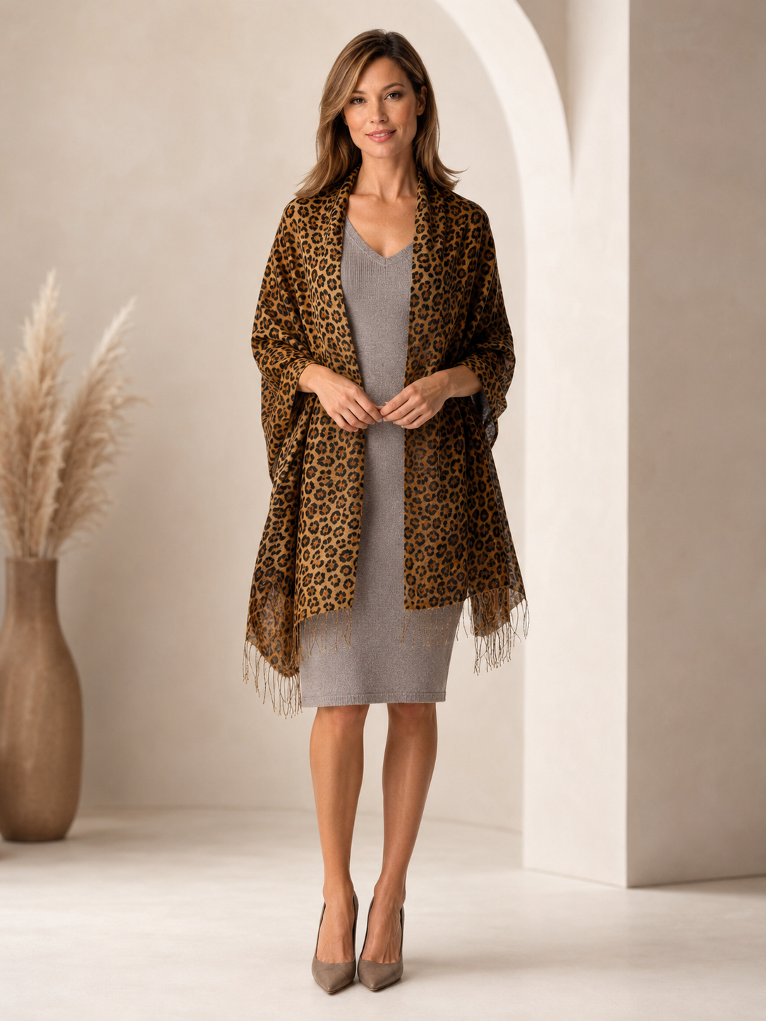 Cashmere Wrap in Animal Prints - Leopard