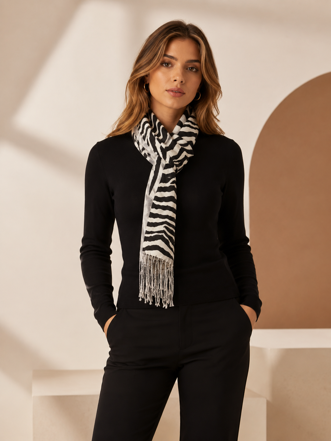 Zebra Print Cashmere Scarf