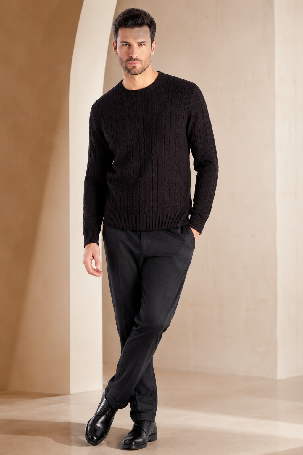 Men's Cable Cashmere Sweater