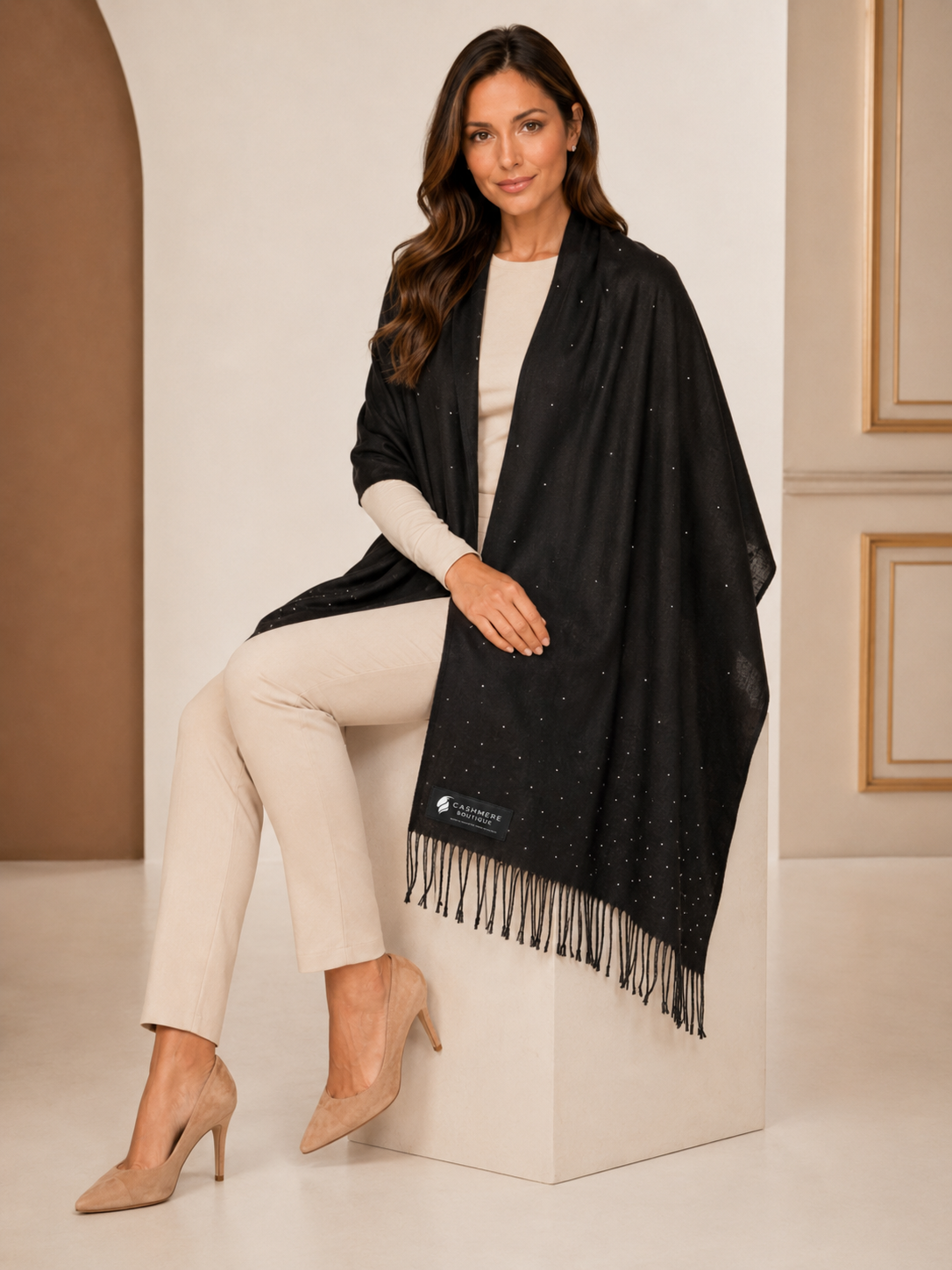 Cashmere Wrap with Swarovski Crystals - Galaxy
