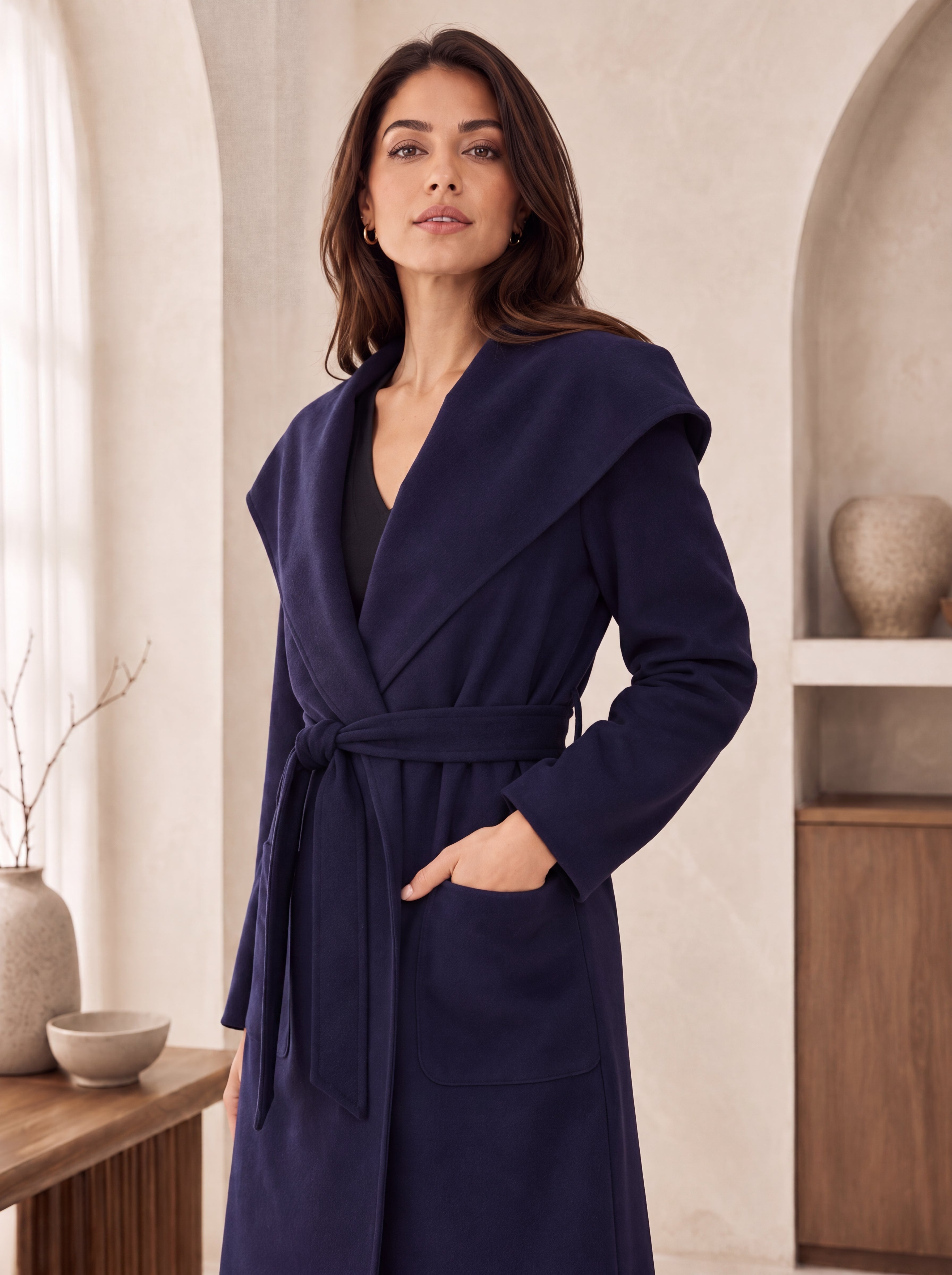 Pure Cashmere Hooded Coat for Women