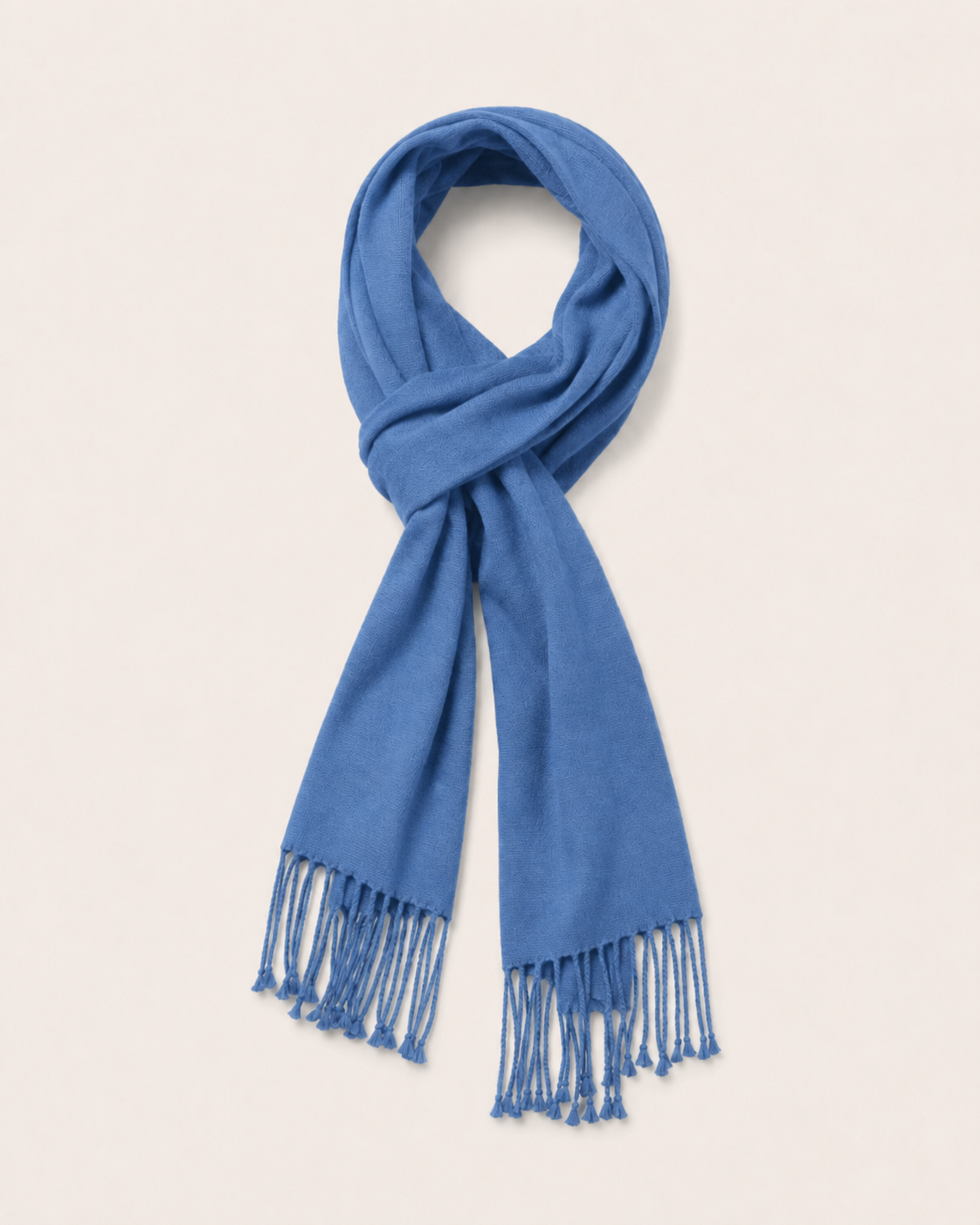 Pure Cashmere Scarf with Tassels - Ocean