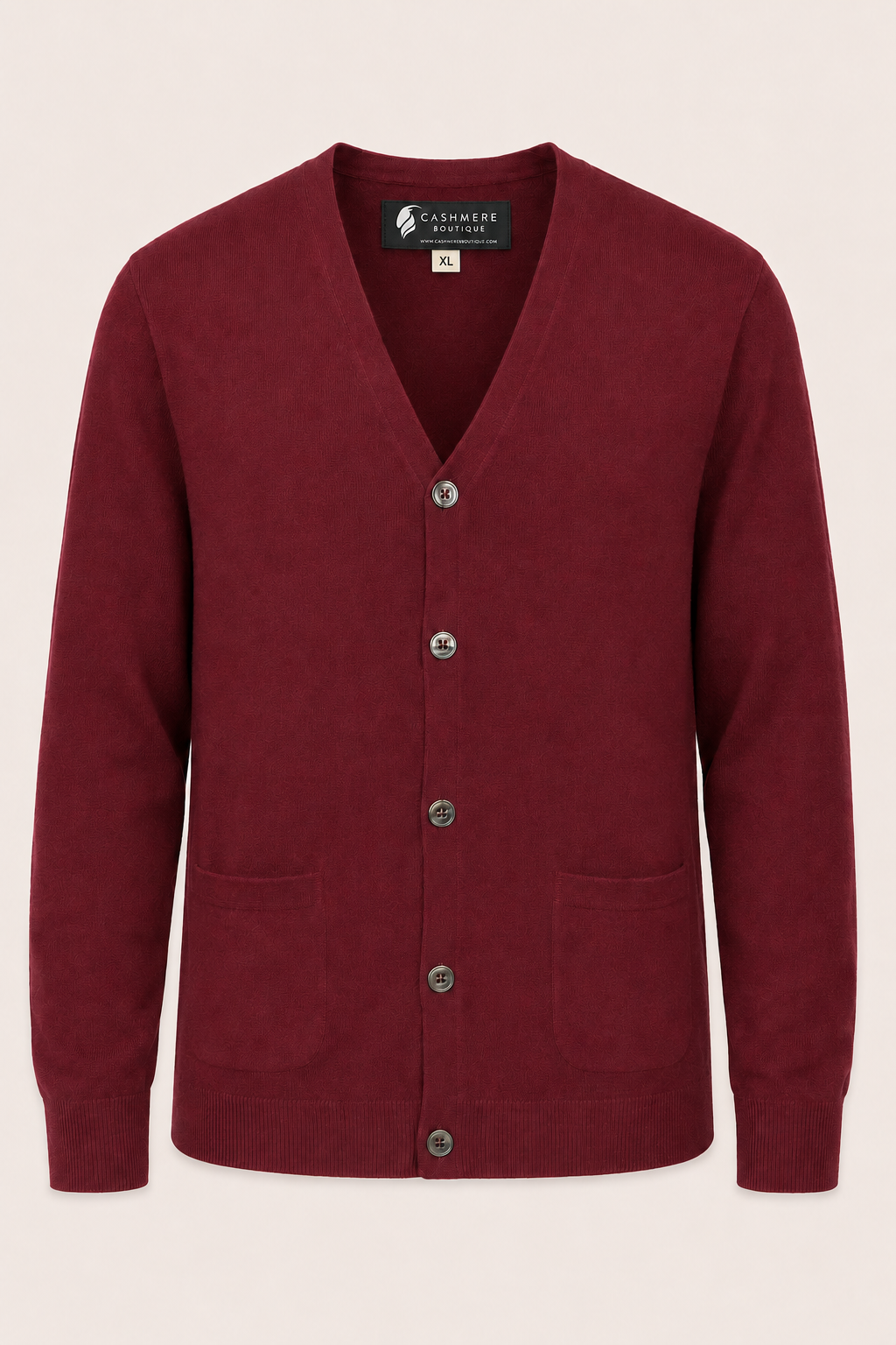 Men's Cashmere Cardigan - Burgundy