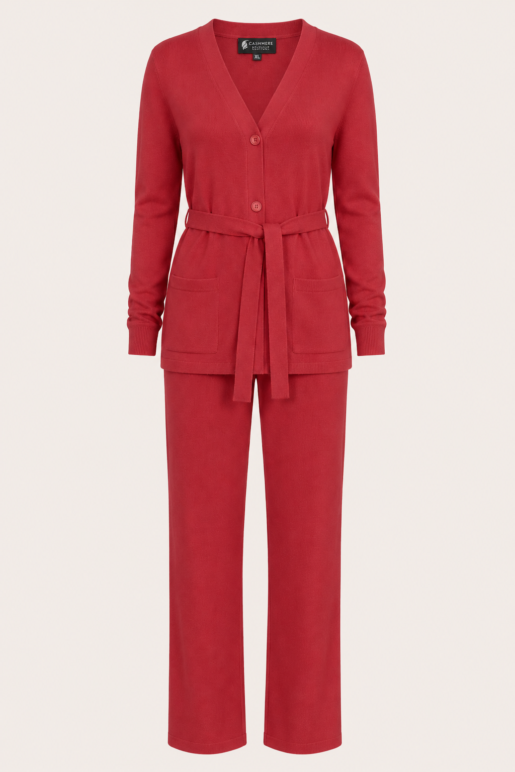 Pure Cashmere Lounge and Pajama Set for Women - Crimson