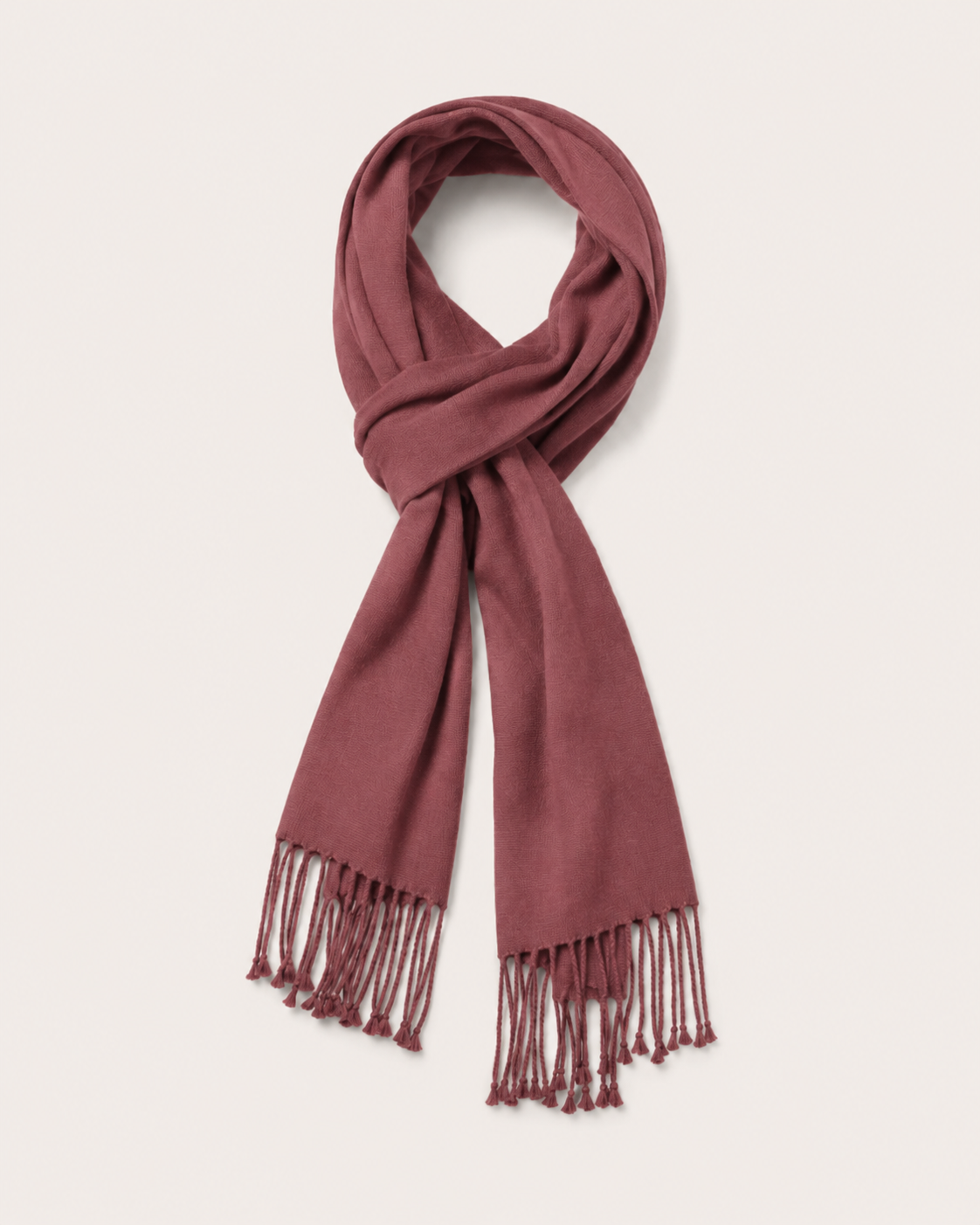 Pure Cashmere Scarf with Tassels - Burgundy