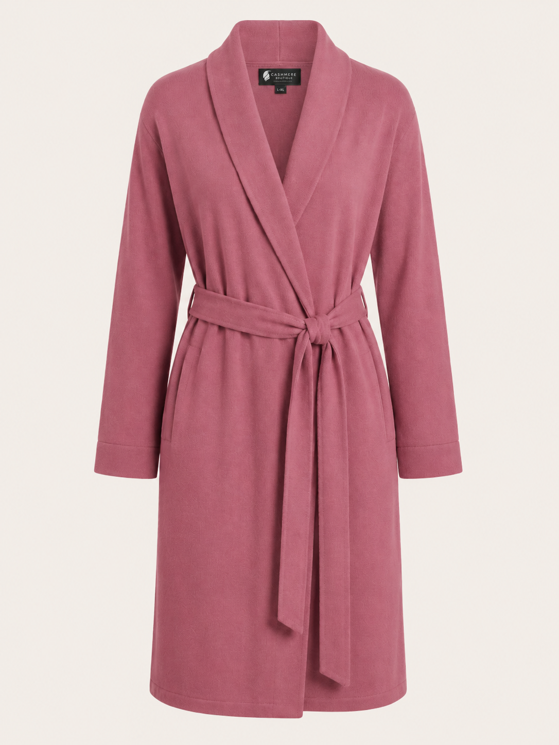Women's Short Robe in Pure Cashmere - Raspberry Sorbet