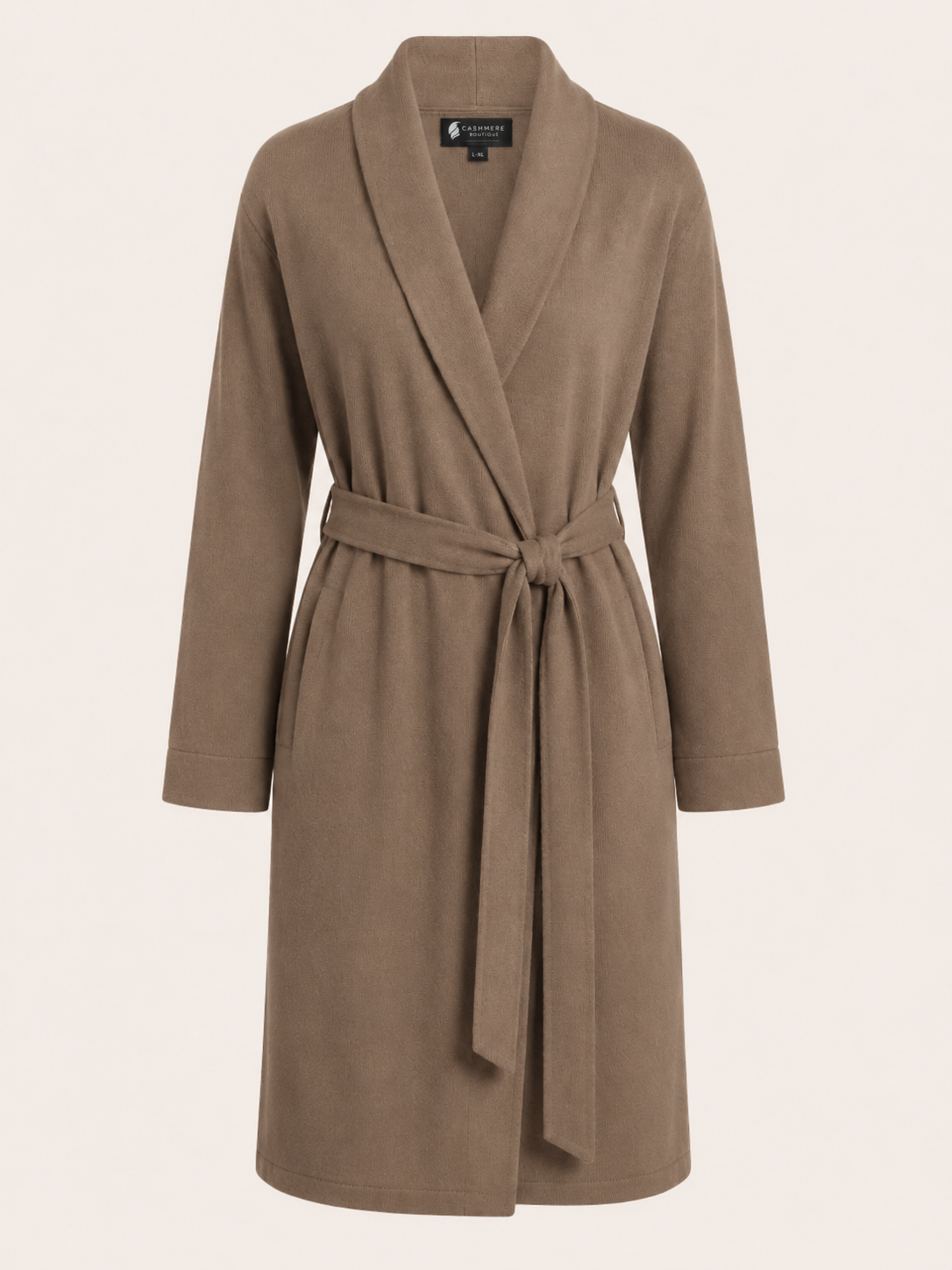 Women's Short Robe in Pure Cashmere - Mocha