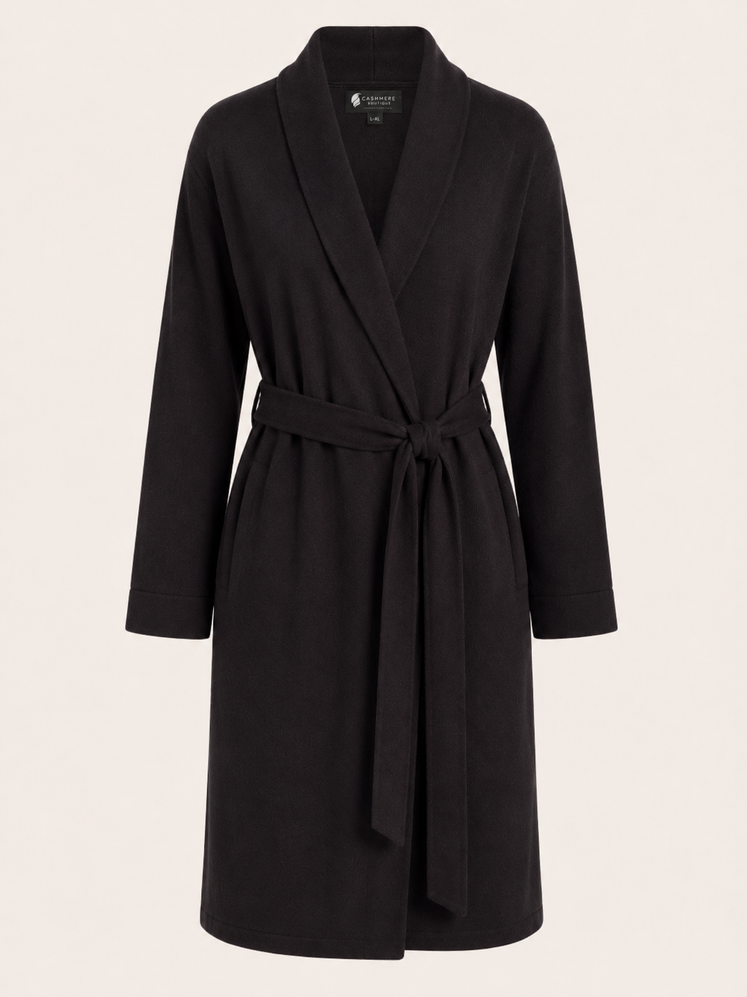 Women's Short Robe in Pure Cashmere - Black