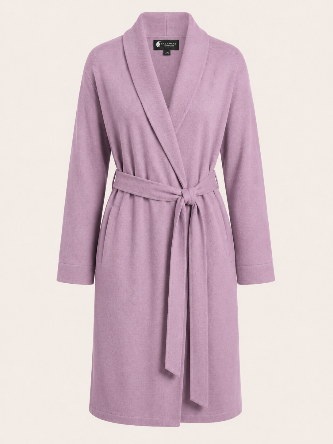 Women's Short Robe in Pure Cashmere - Faded Lilac