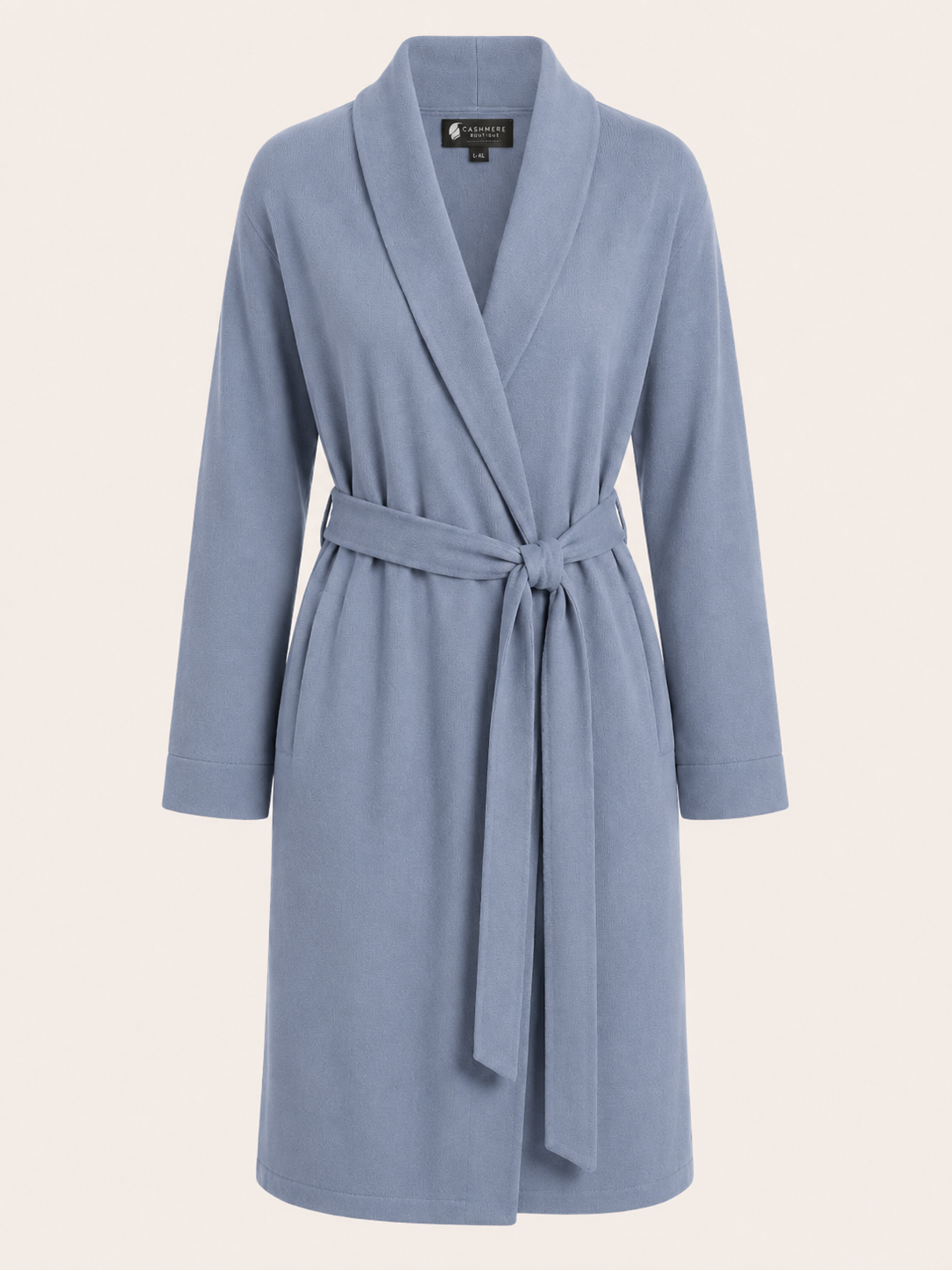 Women's Short Robe in Pure Cashmere - Lapis