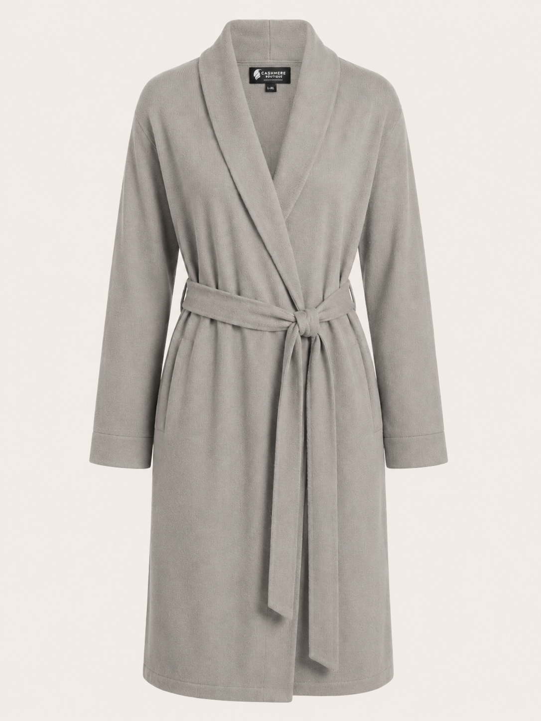 Women's Short Robe in Pure Cashmere - Faded Pewter