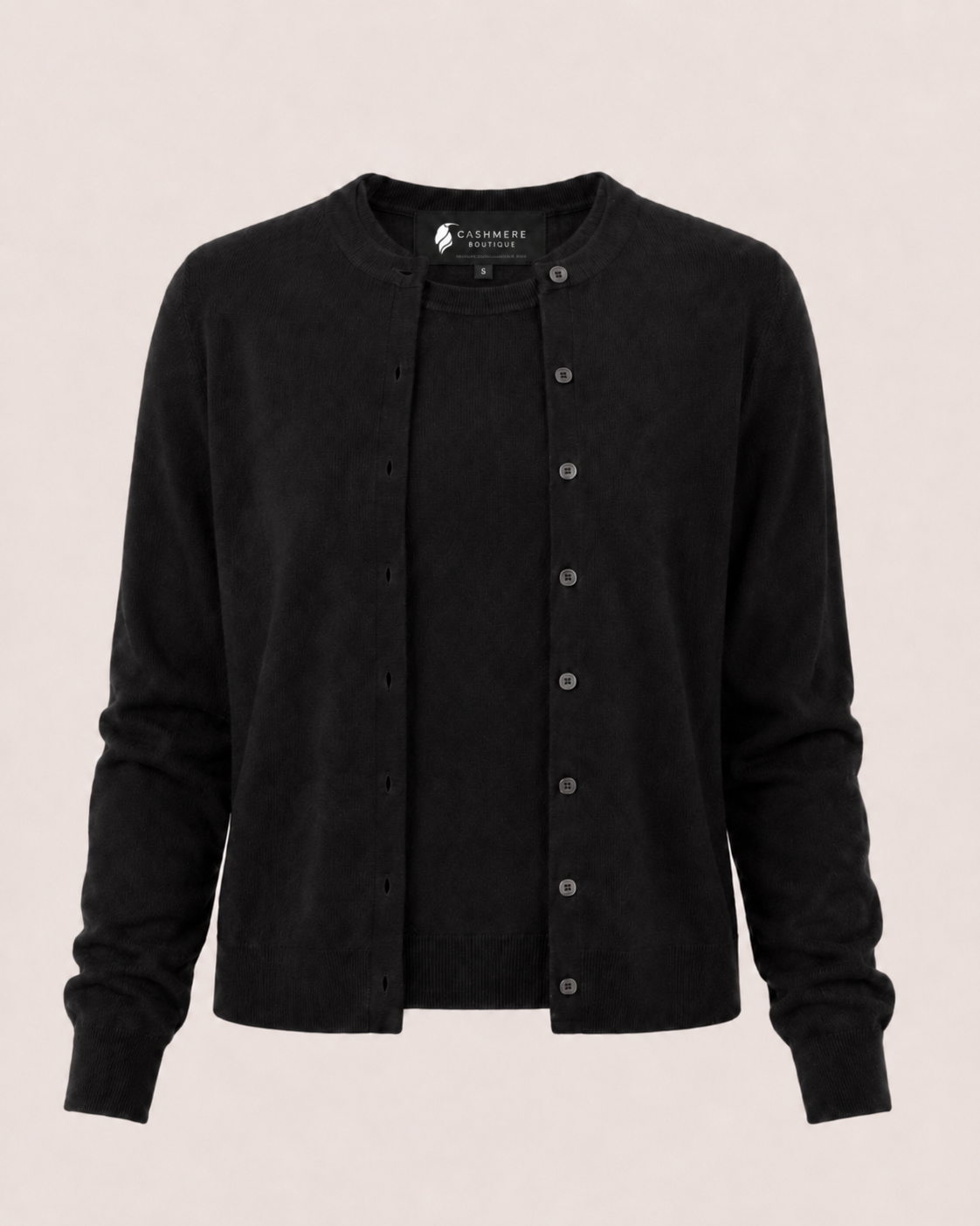 Women's Cashmere Cardigan Twin Sweater Set - black