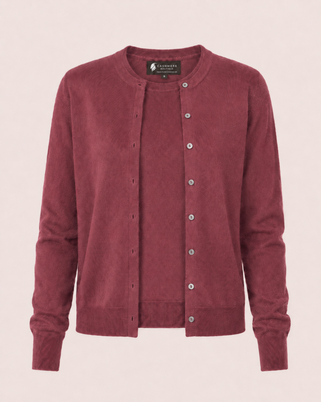 Women's Cashmere Cardigan Twin Sweater Set - burgundy