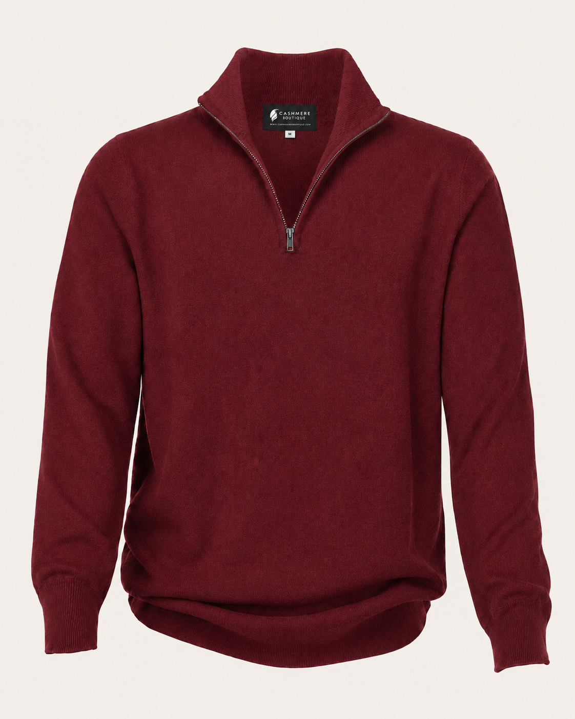 Men's Pure Cashmere Half Zip Sweater - burgundy