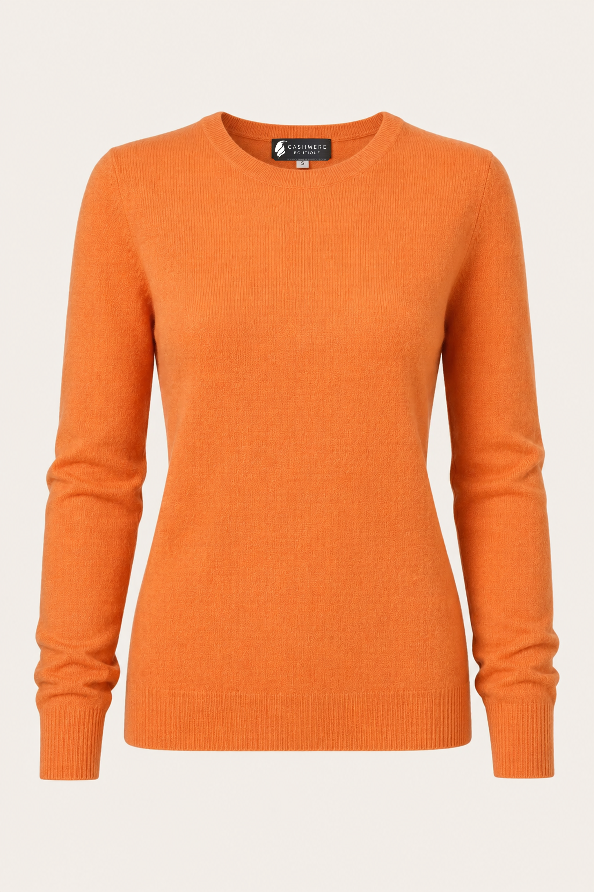Pure Cashmere Crew Neck Spring Sweater for Women - burnt orange