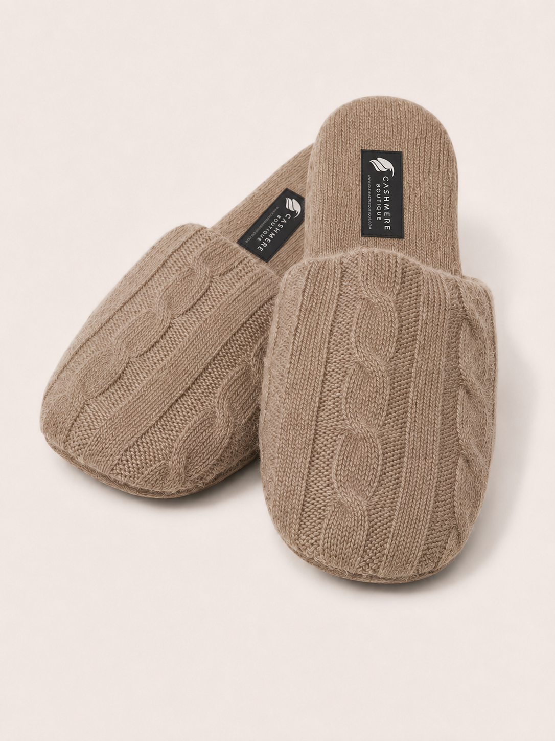 Pure Cashmere Slippers - camel