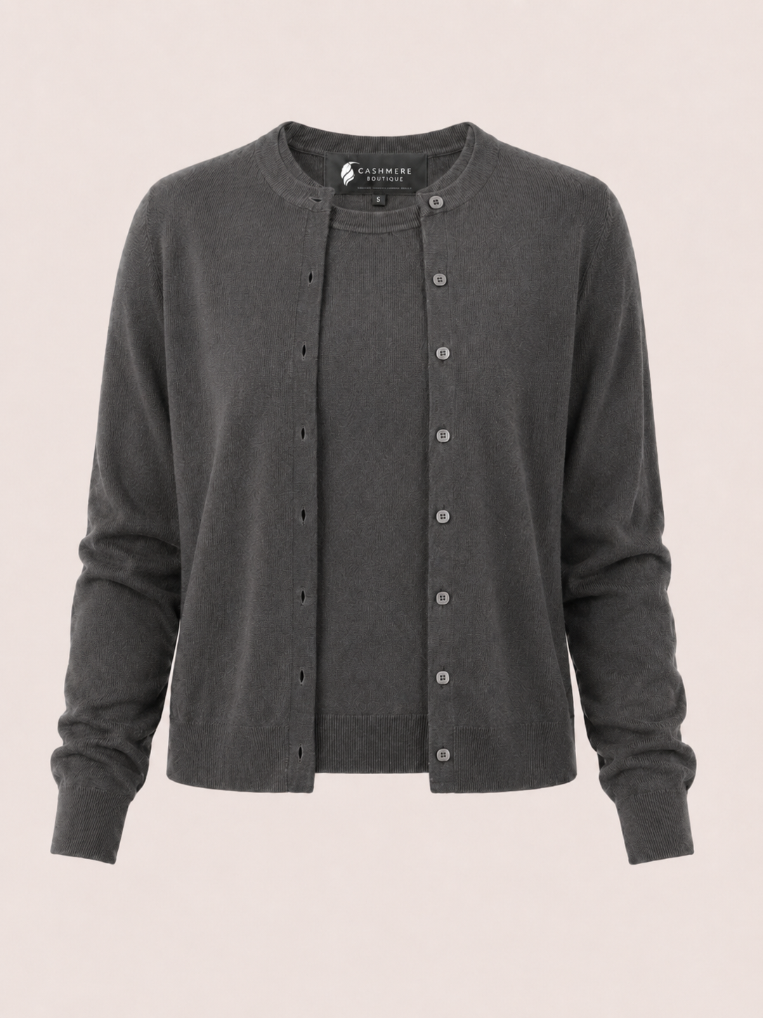 Women's Cashmere Cardigan Twin Sweater Set - charcoal