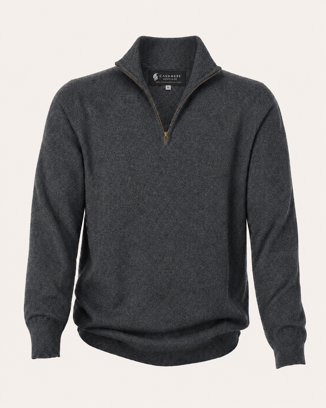 Men's Pure Cashmere Half Zip Sweater - charcoal