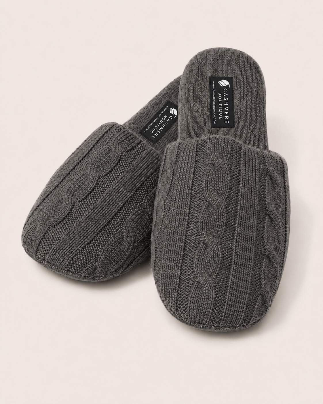 Pure Cashmere Slippers - charcoal