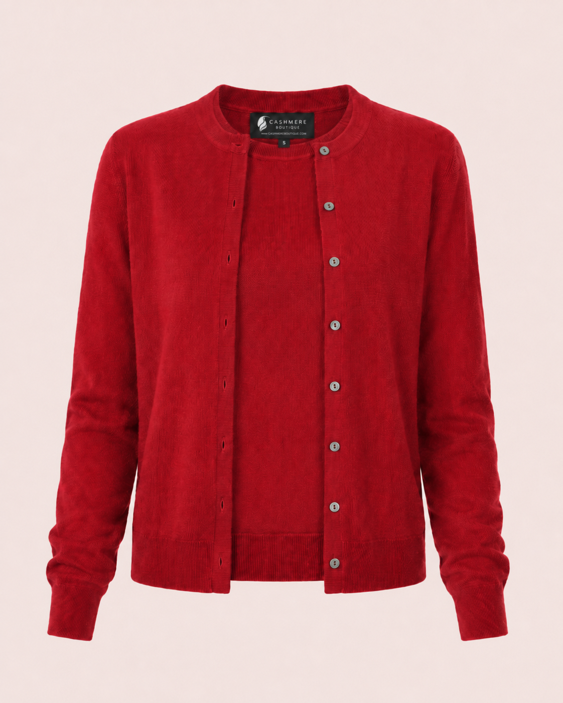 Women's Cashmere Cardigan Twin Sweater Set - crimson