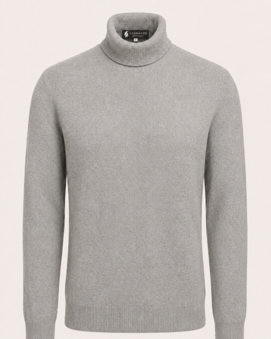 Men's Turtleneck in Pure Cashmere - faded pewter