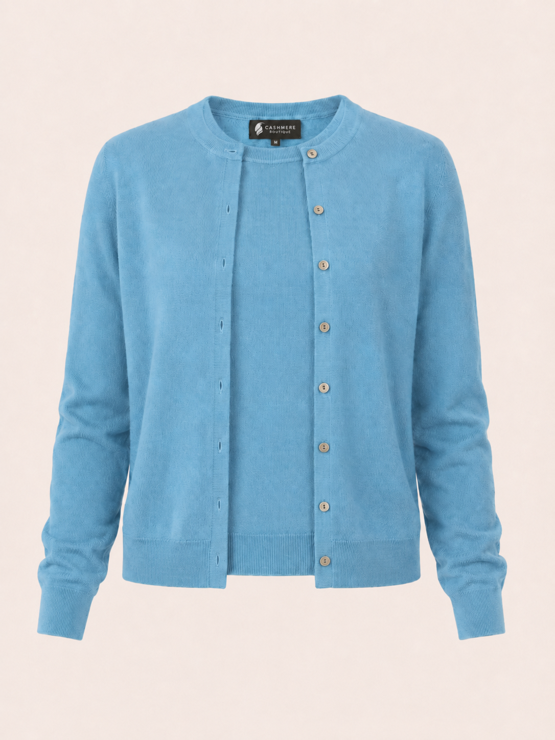 Women's Cashmere Cardigan Twin Sweater Set - turquoise blue