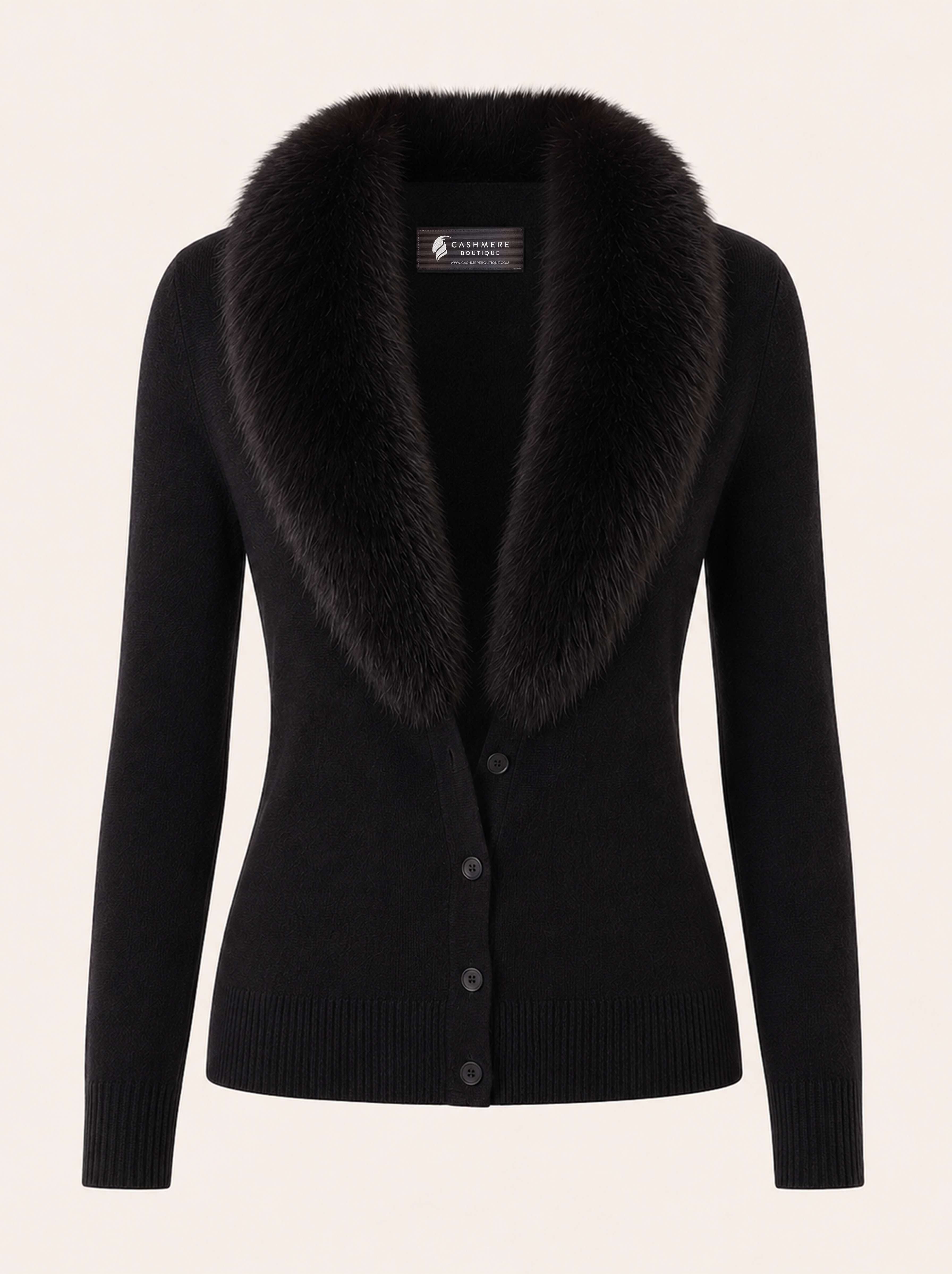 Cashmere Cardigan with Fur Collar