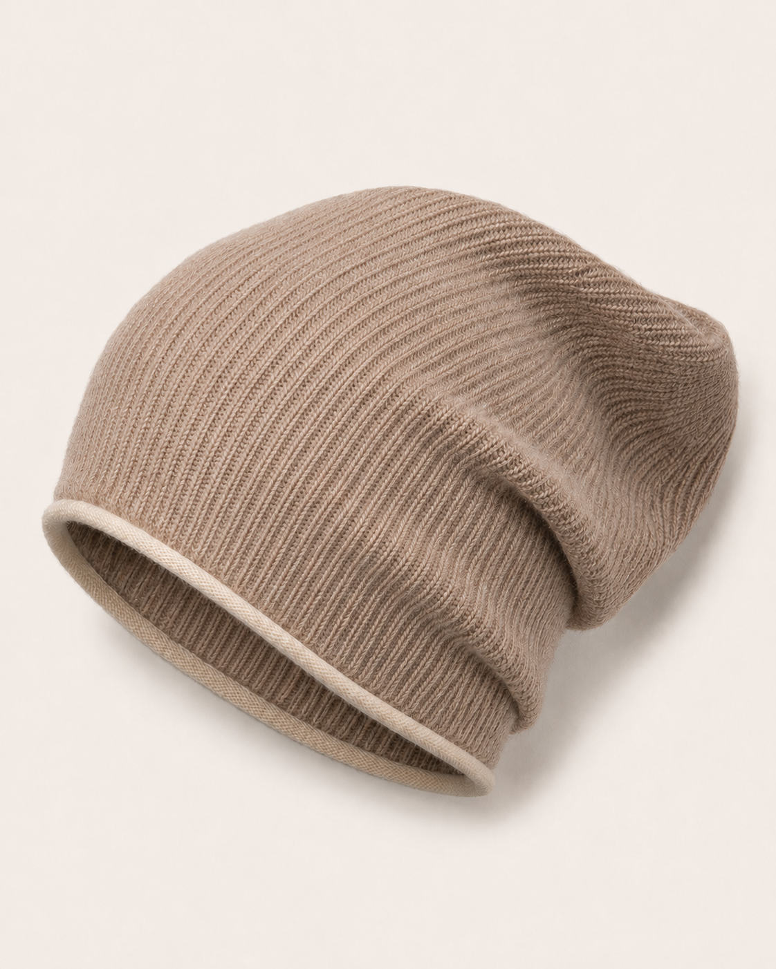 Pure Cashmere Ribbed Toque Hat - Camel