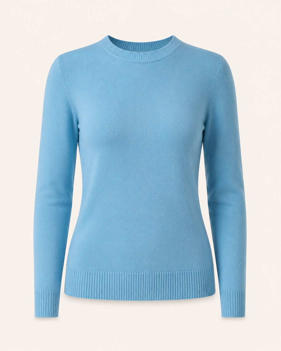 Women's Crew Neck Cashmere Sweater - Turquoise Blue