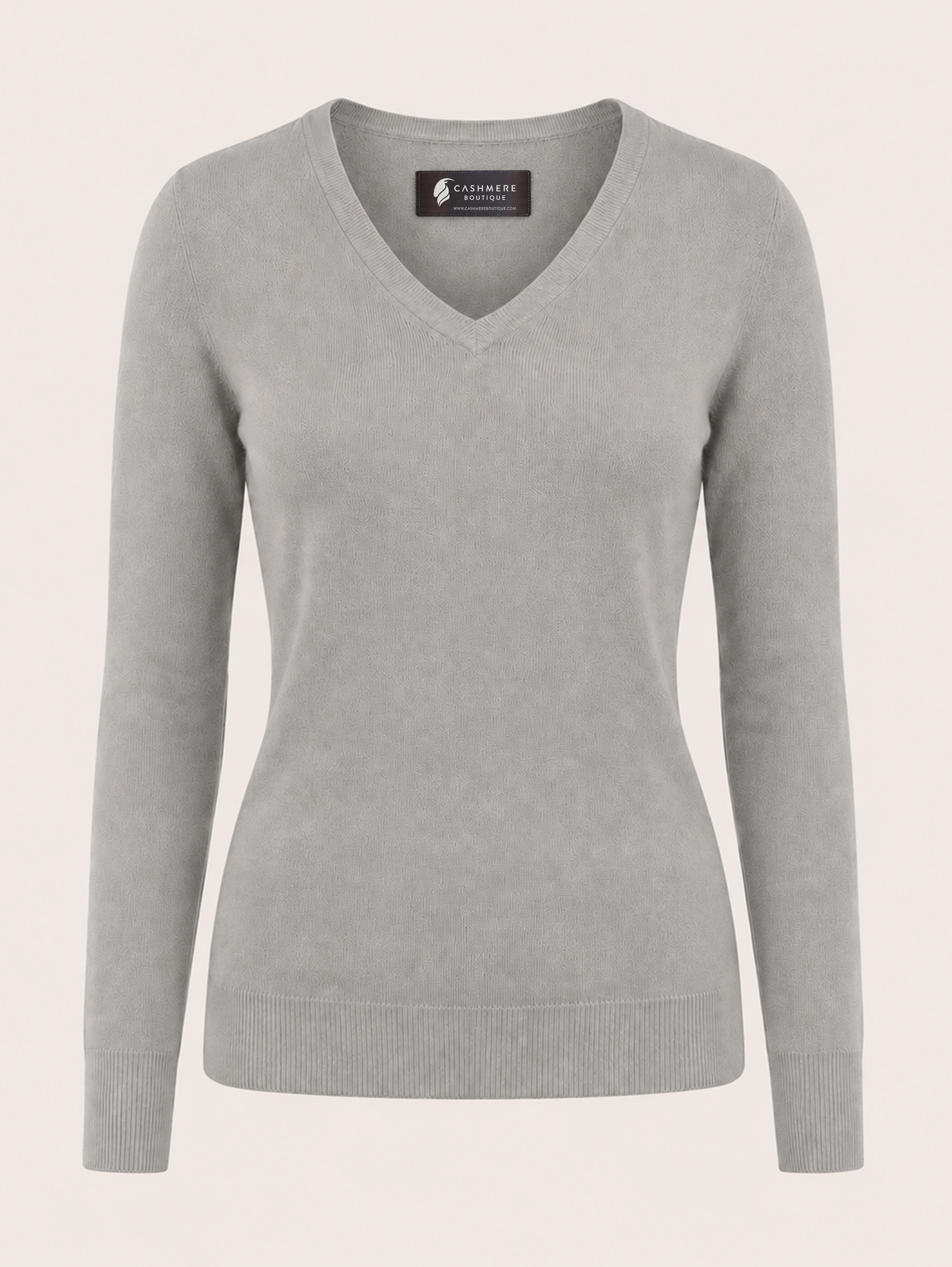 Women's Cashmere V-Neck Sweater - Faded Pewter
