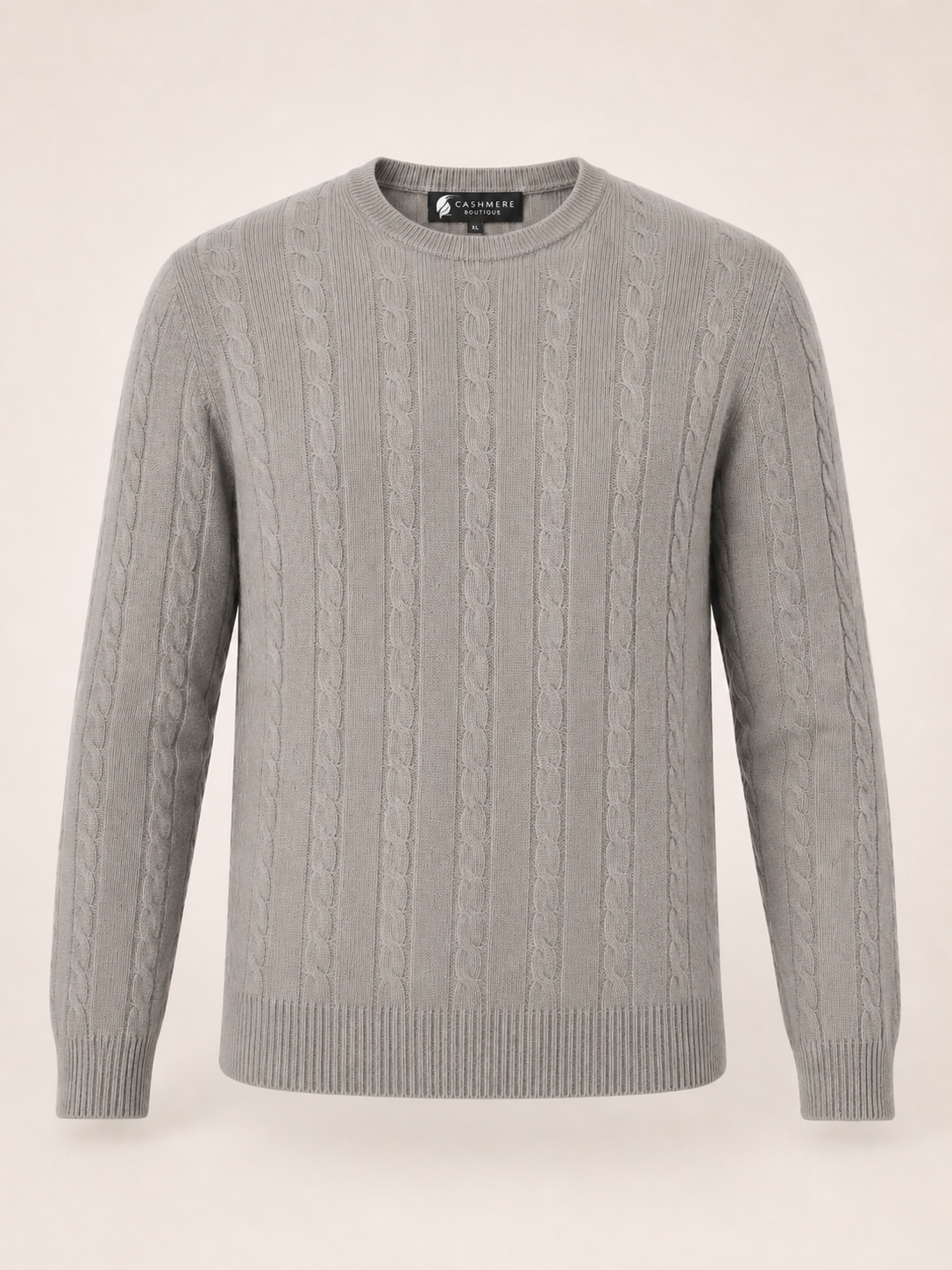 Men's Cable Cashmere Sweater - Faded Pewter