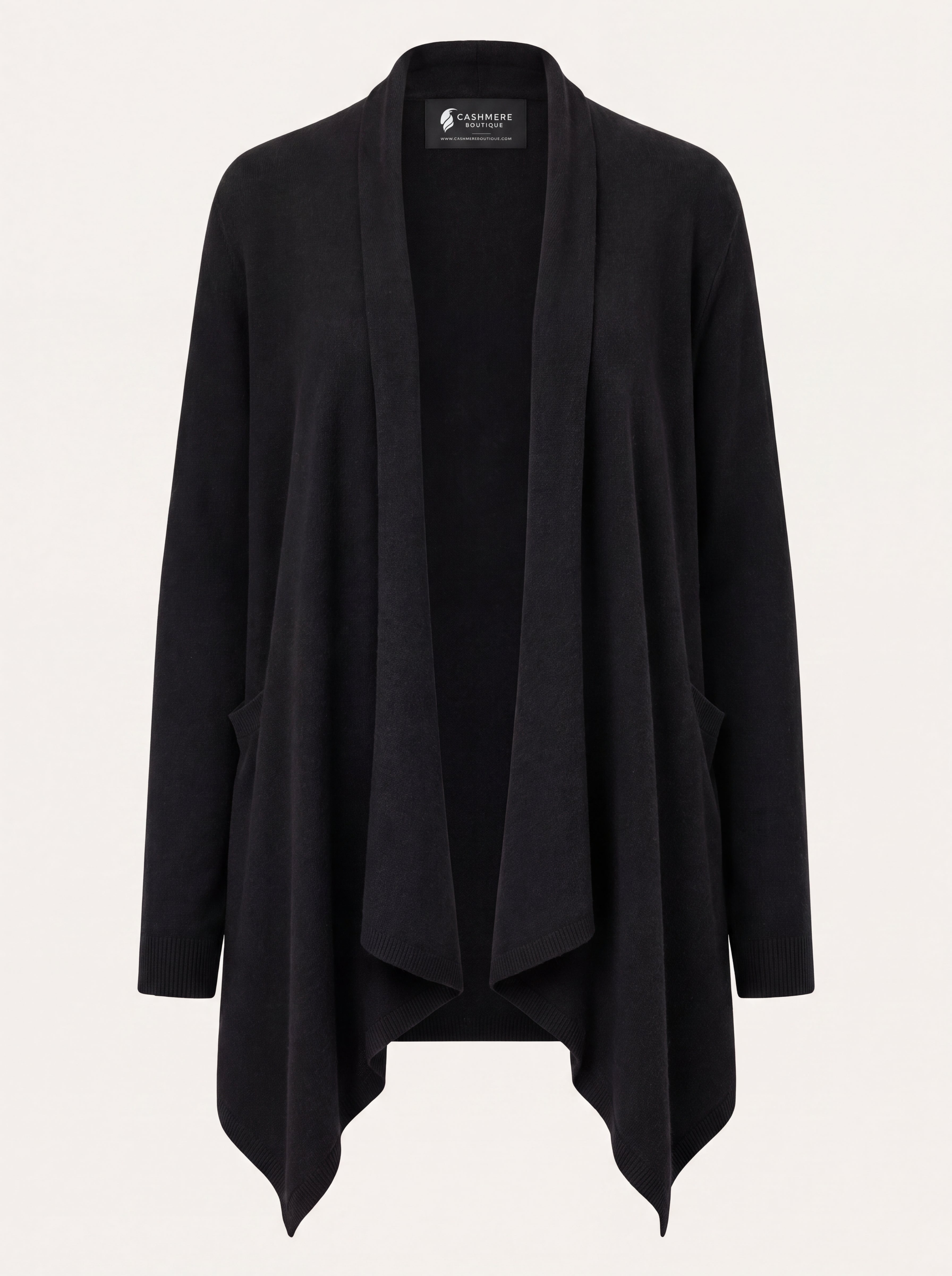 Women’s Pure Cashmere Front-Tail Open Cardigan - Black
