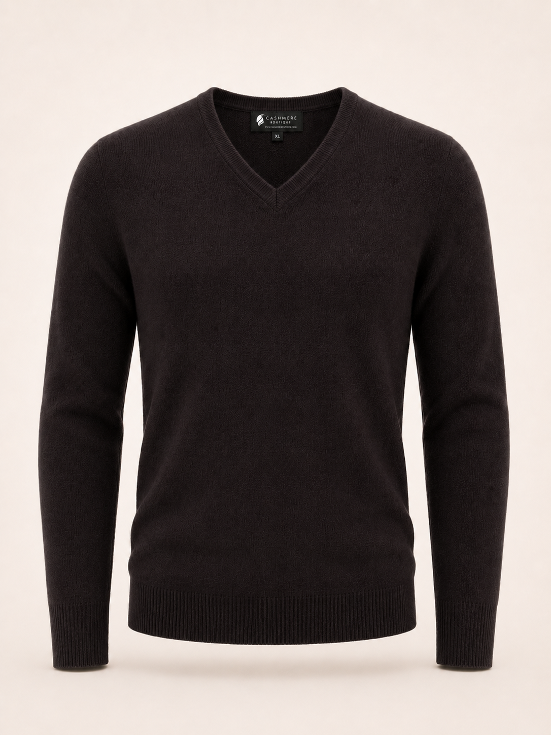 Men's V-Neck Cashmere Sweater - Black
