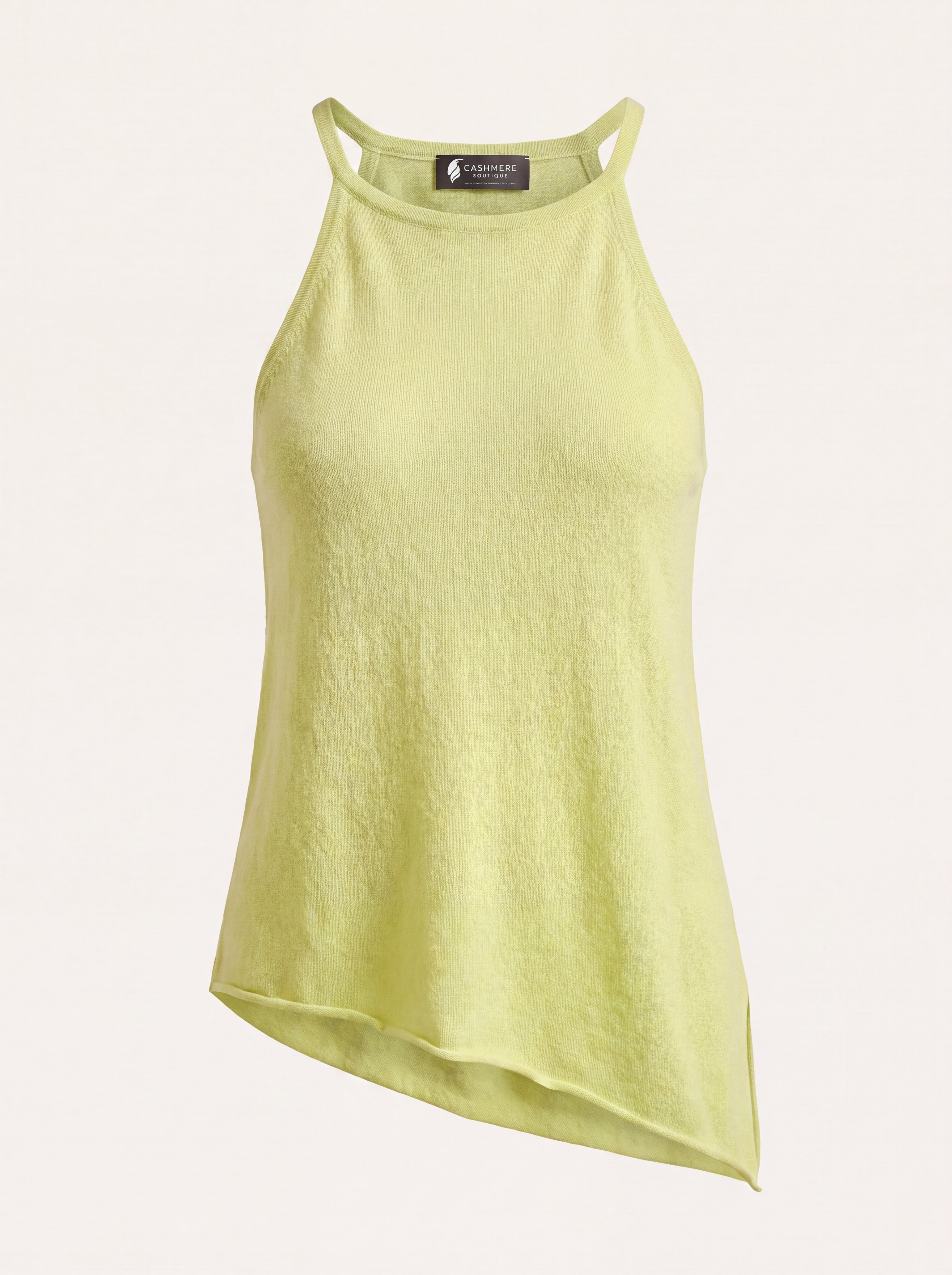 High Low Tank Top in Pure Cashmere - Vanilla