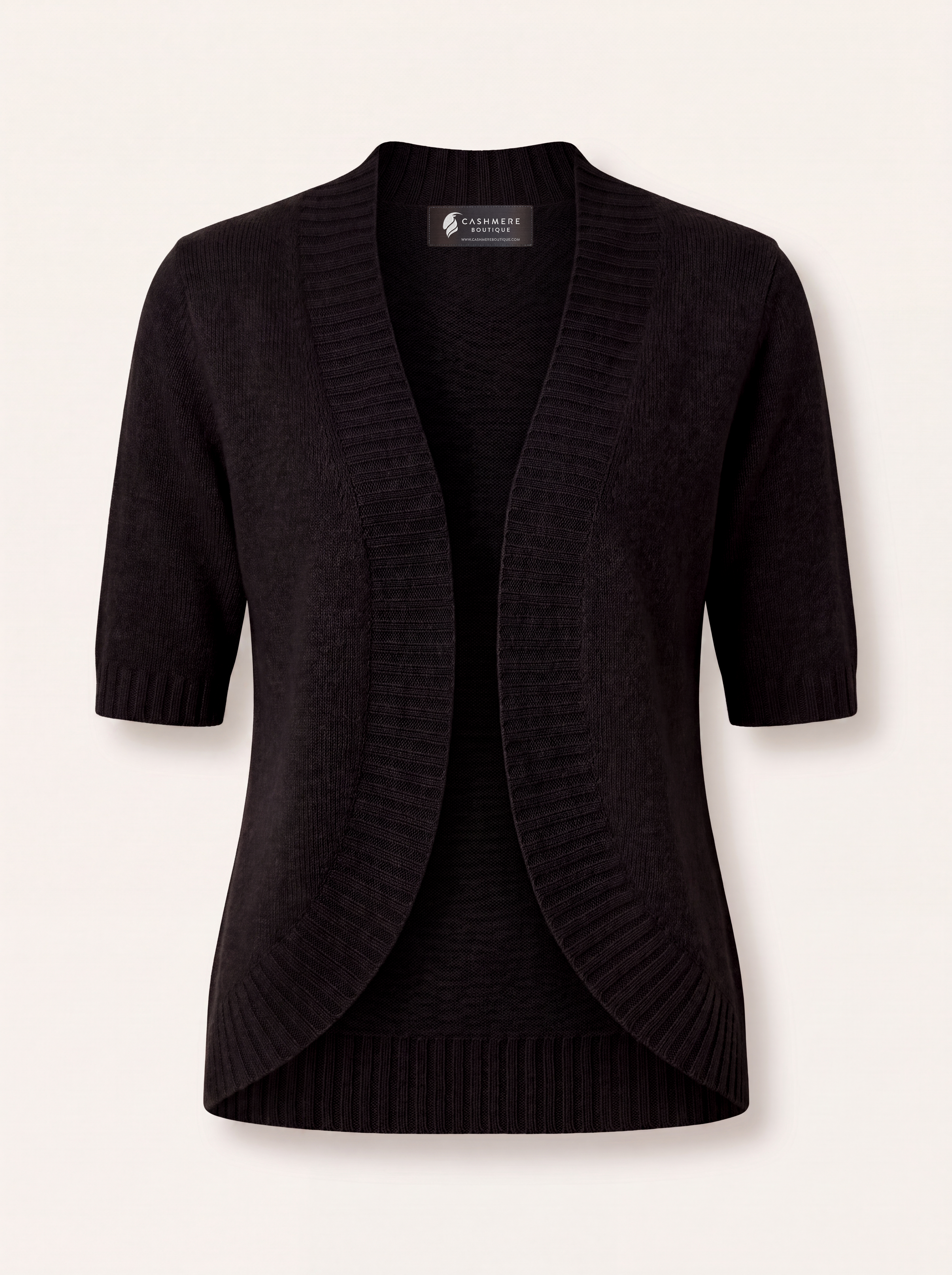 Pure Cashmere Shrug Style Cardigan - Black