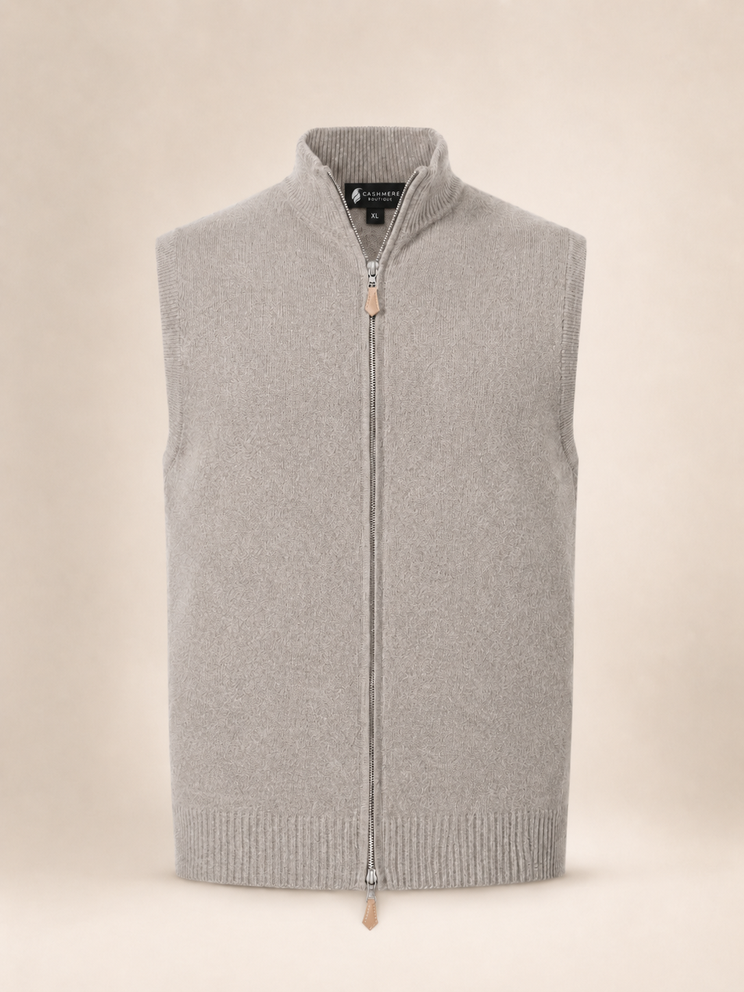Men's Zip Vest in Pure Cashmere - Dove